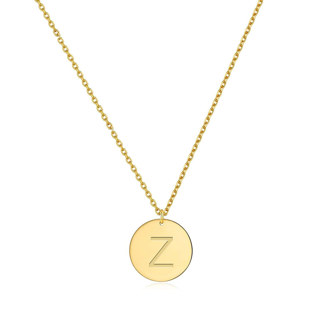 [Australia] - Glimmerst Personalized Initial Necklace 18K Gold Plated Stainless Steel Coin Pendant Letter Necklace Memorable Monogram Name Necklace for Women Girls Z 