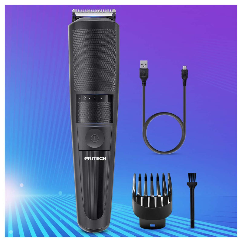 [Australia] - Electric Hair Clipper Cordless Beard Trimmer for Men Professional Barber Clippers, Hair Clipper with Comb Attachment and 20 Adjustable Settings, Washable black by PRITECH… 