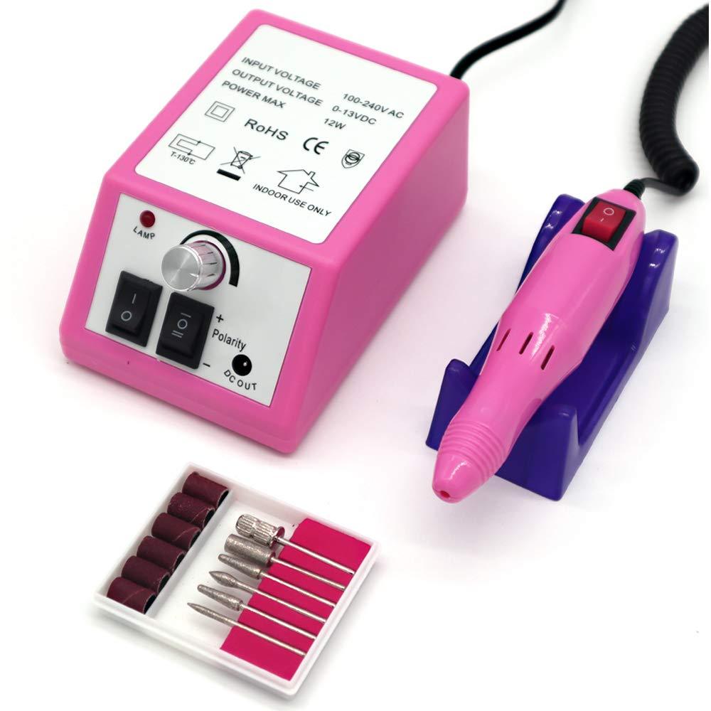 [Australia] - FATUXZ Professional Nail Drill Machine 20000 RPM, Nail File Kit for Acrylic Nails, Gel Nails Glazing Nail Art Polisher Sets for Home Salon Use (Pink) 