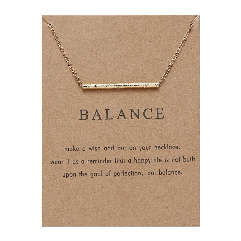[Australia] - Bar Necklaces for Women Friend Friendship Girls Balance Pendant Long Chain Necklace with Message Card for Birthday Christmas Gifts 