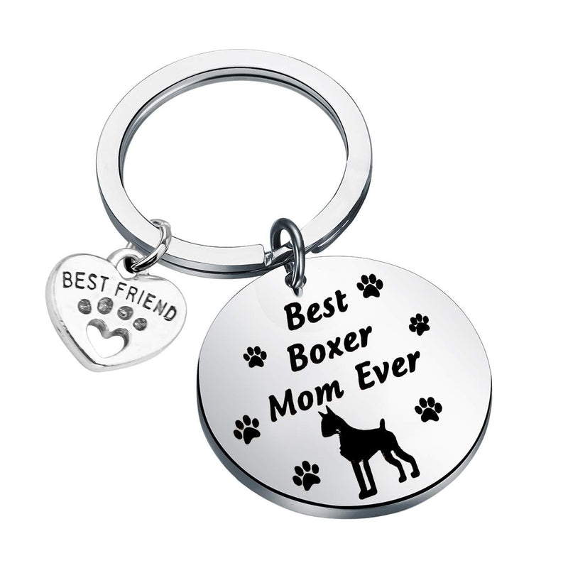 [Australia] - FUSTMW Dog Owner Gifts Best Boxer, Boston Terrier, Golden Retriever Mom Ever Keychain Gift Dog Lover Gifts Paw Print Jewelry Animal Pet Owner Rescue Gift Dog Boxer mom ky 