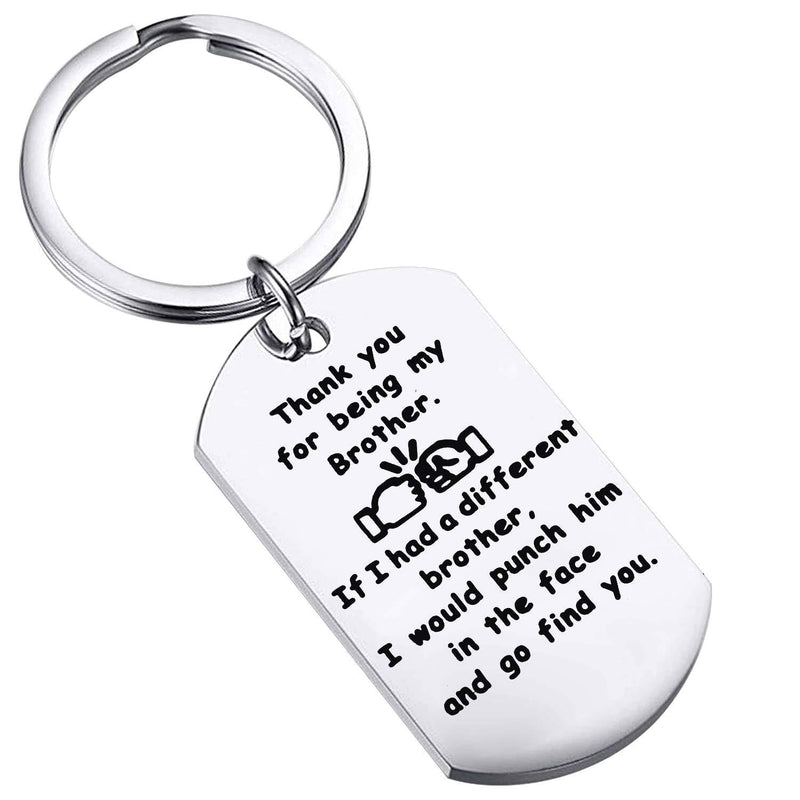 [Australia] - BEKECH Brother Keychain Brother Gifts from Sister Brother Thank You for Being My Brother Key Chain Brother BFF Jewelry Friendship Gifts for Best Friend Brother to Brother Gifts silver 