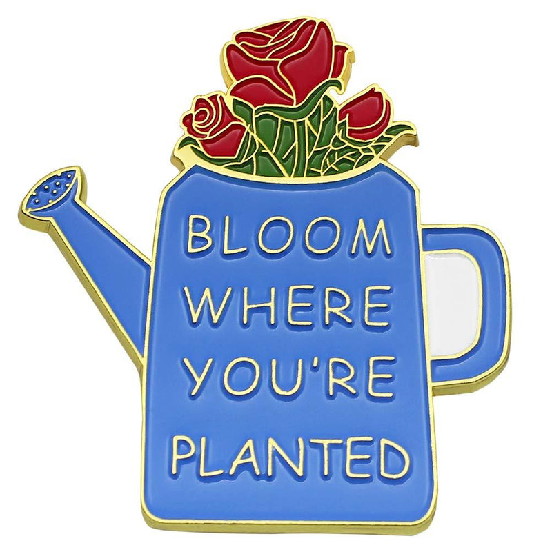 [Australia] - CUFTS Bloom Where You are Planted Inspirational Enamel pin Graduation Gift for Women Girl Daughter Lapel Pin Motivational 