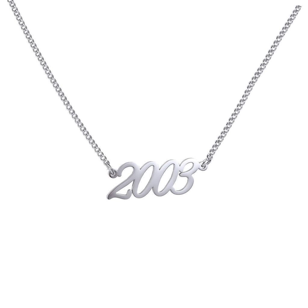 [Australia] - WIGERLON Birth Year Number Necklace Birthday Gift for Women and Girl Color Silver and Gold 2003 