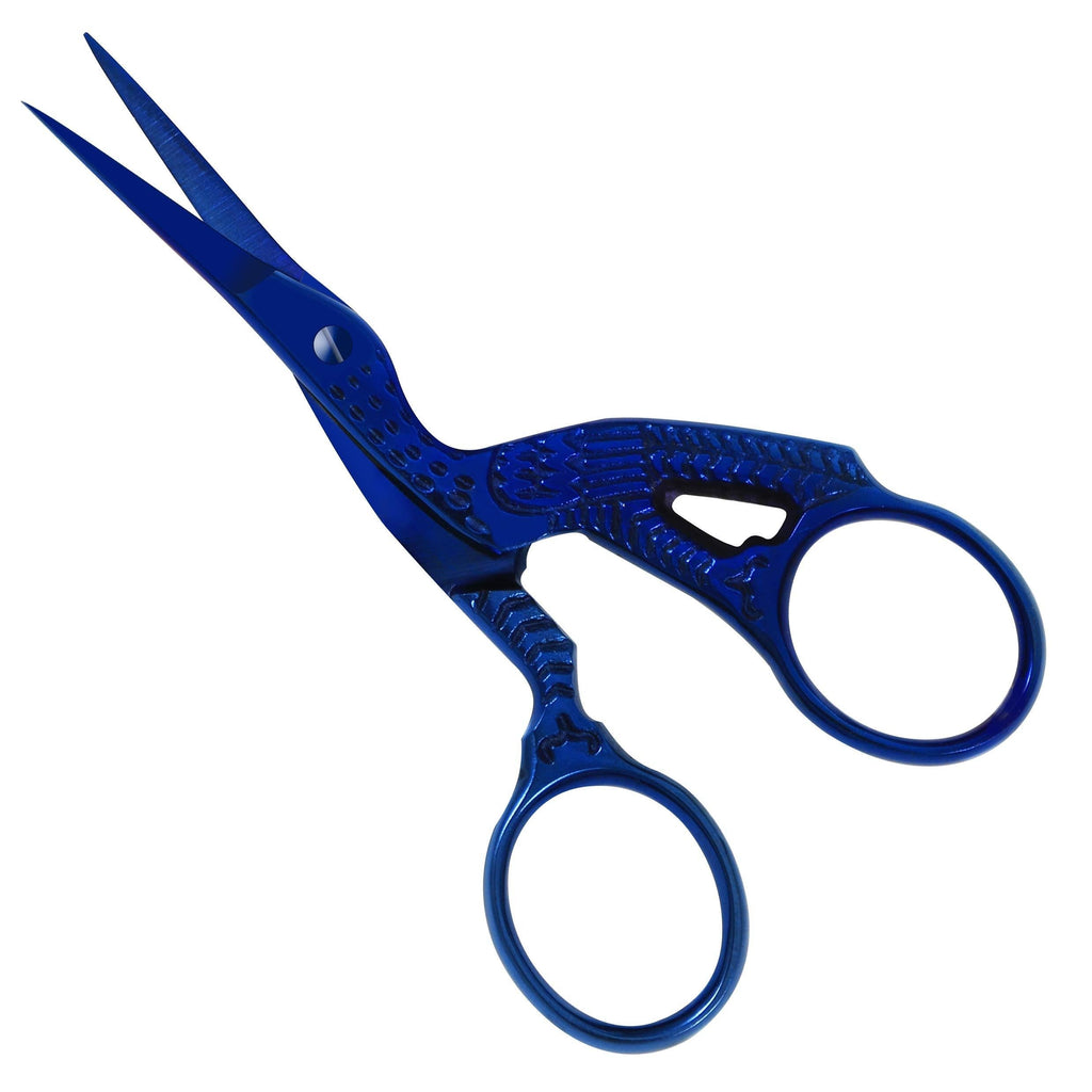 [Australia] - ProMax Brow Shaping Scissors - Eyebrow Scissors - Ergonomic Style - 100% Stainless Steel - Brow Kit-Attractive Bird Styles, Stork Scissor, Straight Pointed - 30-7090BT (Blue Titanium) Blue Titanium 