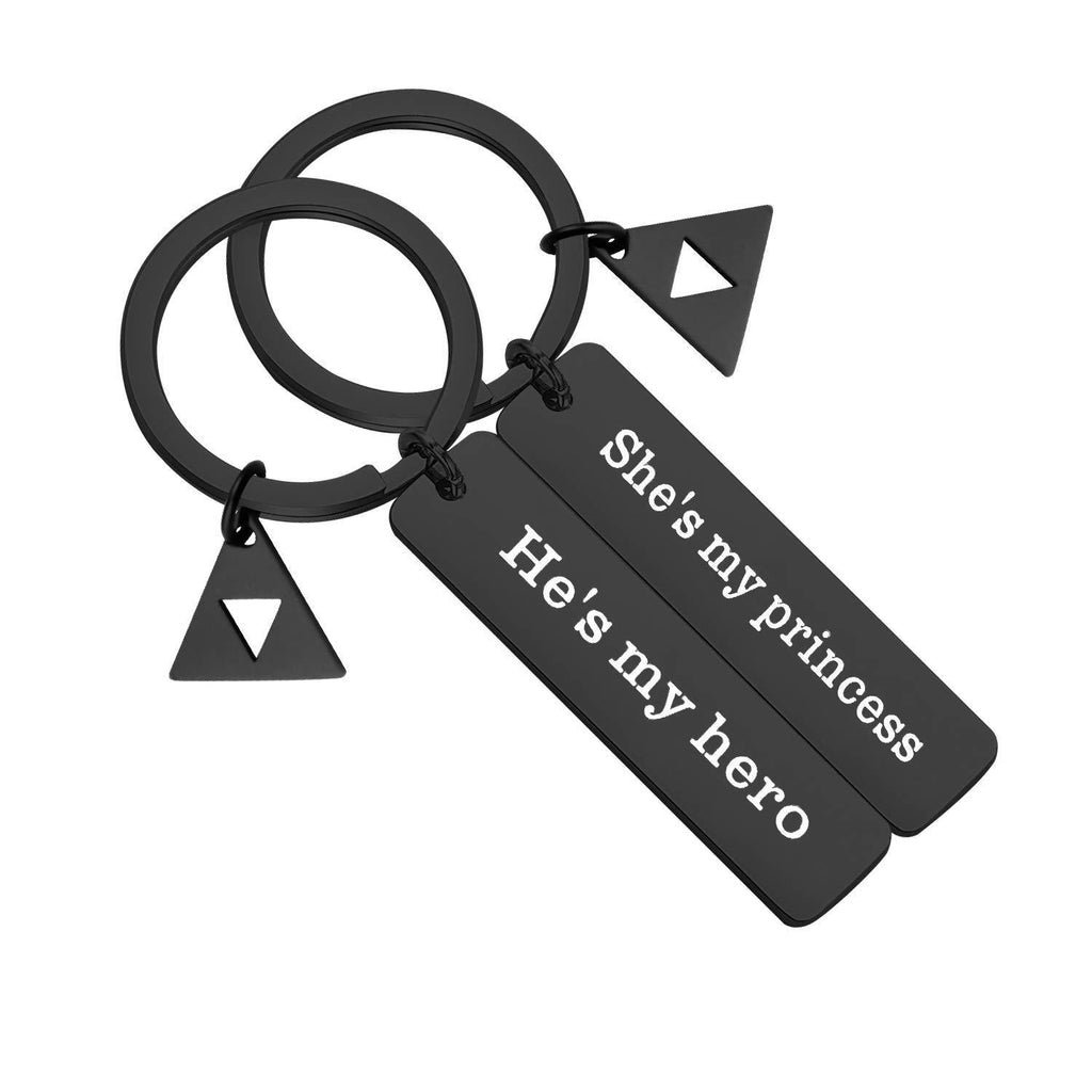 [Australia] - MAOFAED Couple Keychain Couple Gift Gift for Boyfriend Girlfriend Sey Legend of Zelda Inspired He’s My Hero She’s My Princess Vanlentine’s Day Gift Triforce Charm hero princess black 