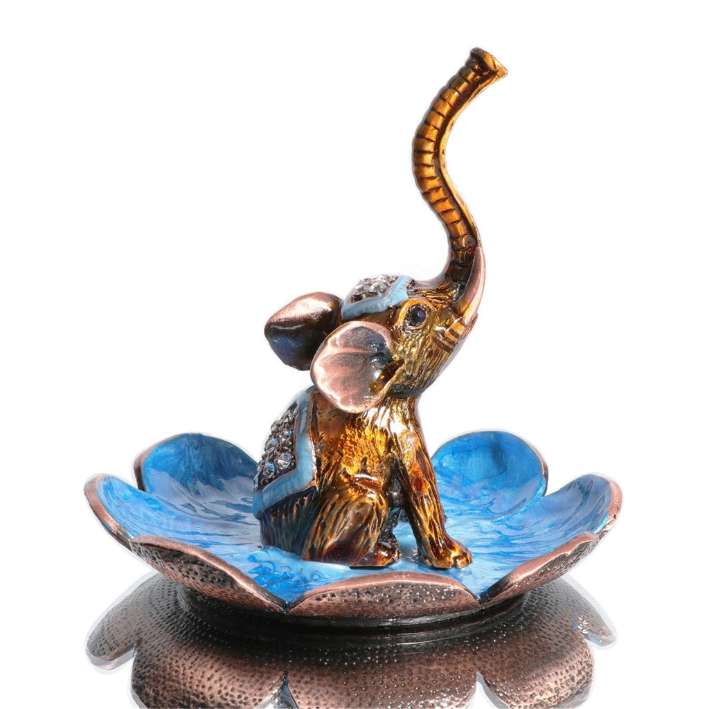 [Australia] - Waltz&F Bronze Raise Nose Elephant Metal Ring Jewelry Holder Trinket Box Table Centerpiece Decor 