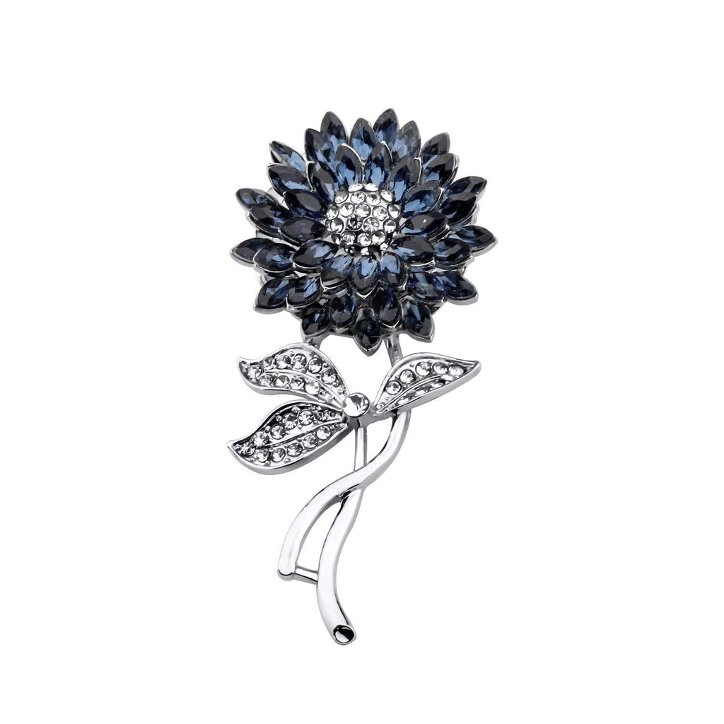 [Australia] - Bling Bling Sunflower Brooch Wedding Embellishment DIY Brooch Mother's Gift Black 