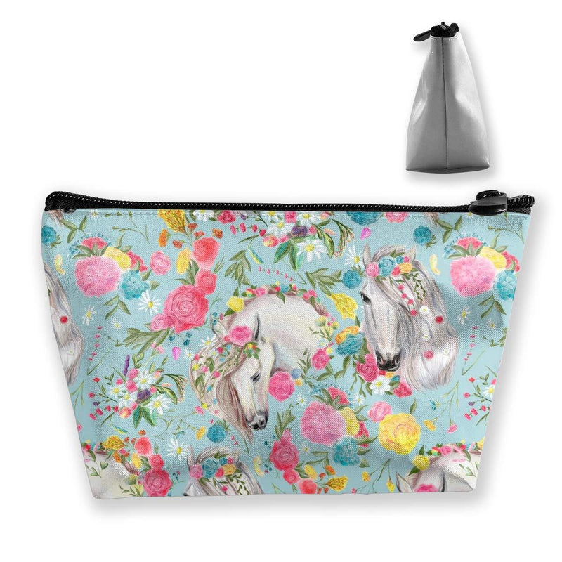 [Australia] - Flower Horse Makeup Bag for Purse, Multi-Function Waterproof Travel Cosmetic Toiletry Pouch Coin Purse with Zipper for Girls Holder Pencil Case Flower Horse 