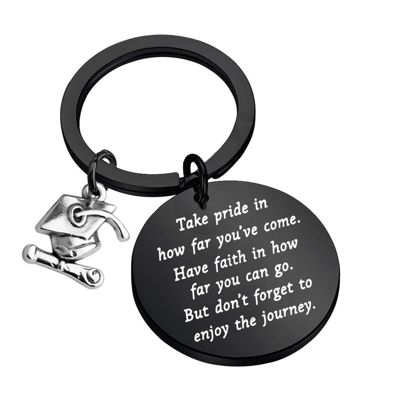 [Australia] - FUSTMW Graduation Gift Take Pride in How Far You Have Come Keychain Inspirational Letters Graduates Gifts for Him/Her Black 