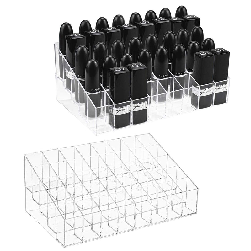 [Australia] - Hedume 2 Pack Lipstick Holder, 40 Slot Acrylic Lipstick & Makeup Organizer, Clear Cosmetic Display Case for Lipstick, Brushes, Bottles 