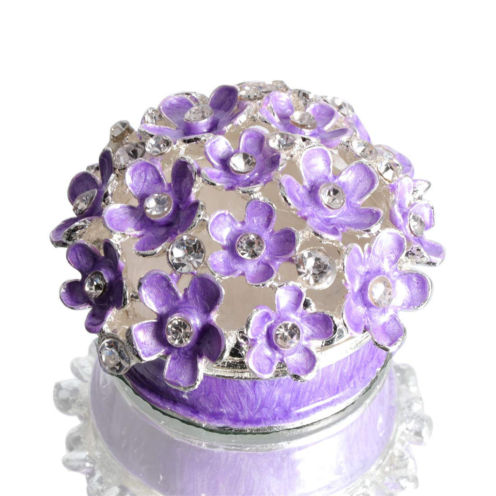 [Australia] - Waltz&F Purple Flower Box Hinged Trinket Box Ring Holder Jewelry Box Handmade Table Centerpiece Decor Collection 