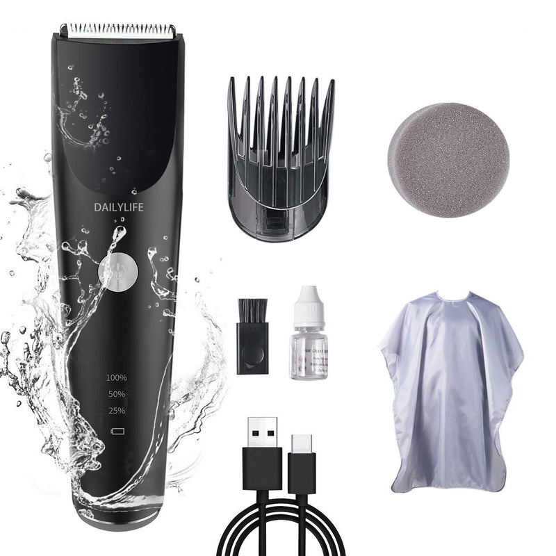 [Australia] - DAILYLIFE Cordless Electric Hair Clippers,Rechargeable Hair Grooming Kit with Adjustable Comb, IPX7 Waterproof Whole Body Washable, Type-c USB Charging Low-Noise Household Hair Trimmer 