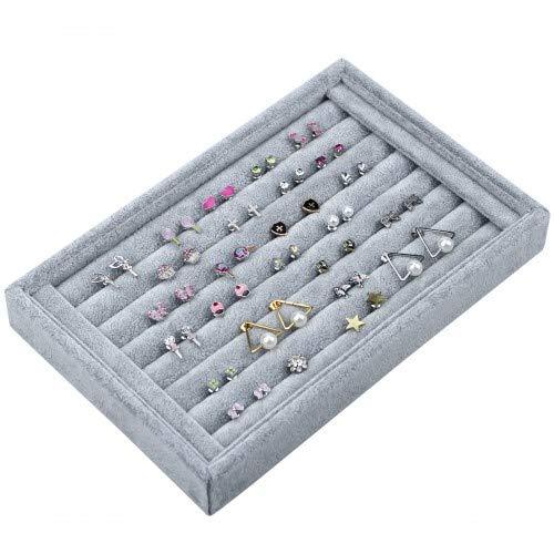 [Australia] - 7 Slots Jewelry Accessories Display Storage Box Case Velvet Ring Showcase Holder Earring Set Tray Organiser - 22.5 14.5 3cm 