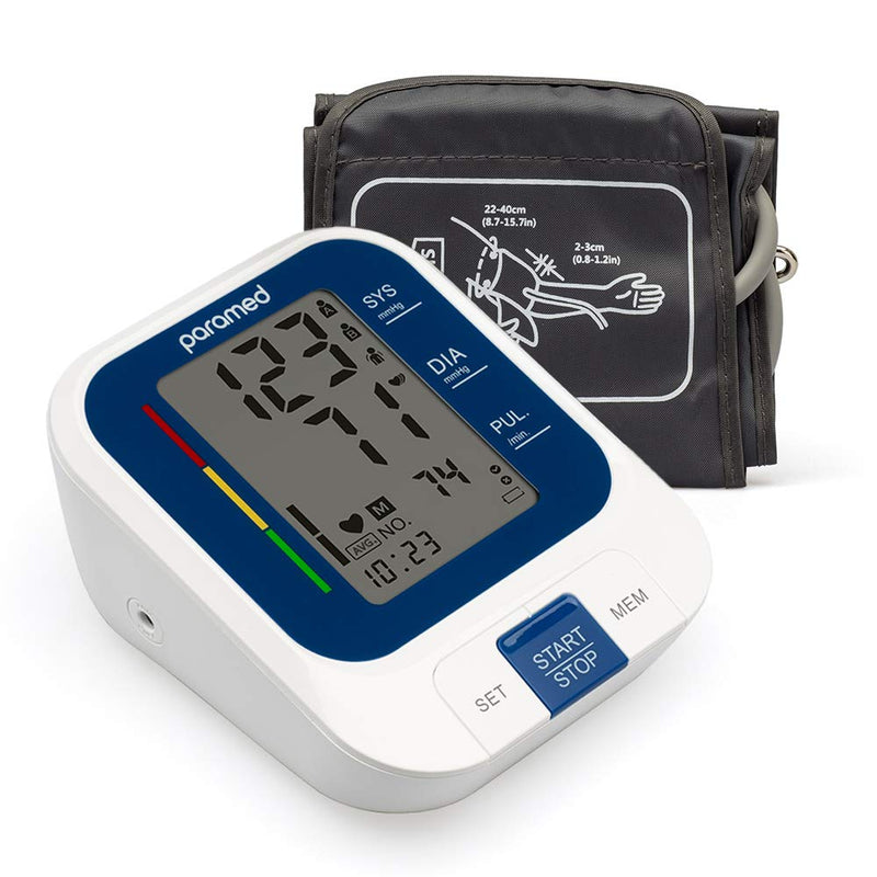 [Australia] - Paramed Blood Pressure Monitor - Automatic Upper Arm Bp Machine with Cuff 8.7"-15.7" - Digital BP Monitor - 120 Readings Memory Function, Large LCD - Batteries & Pouch Included 