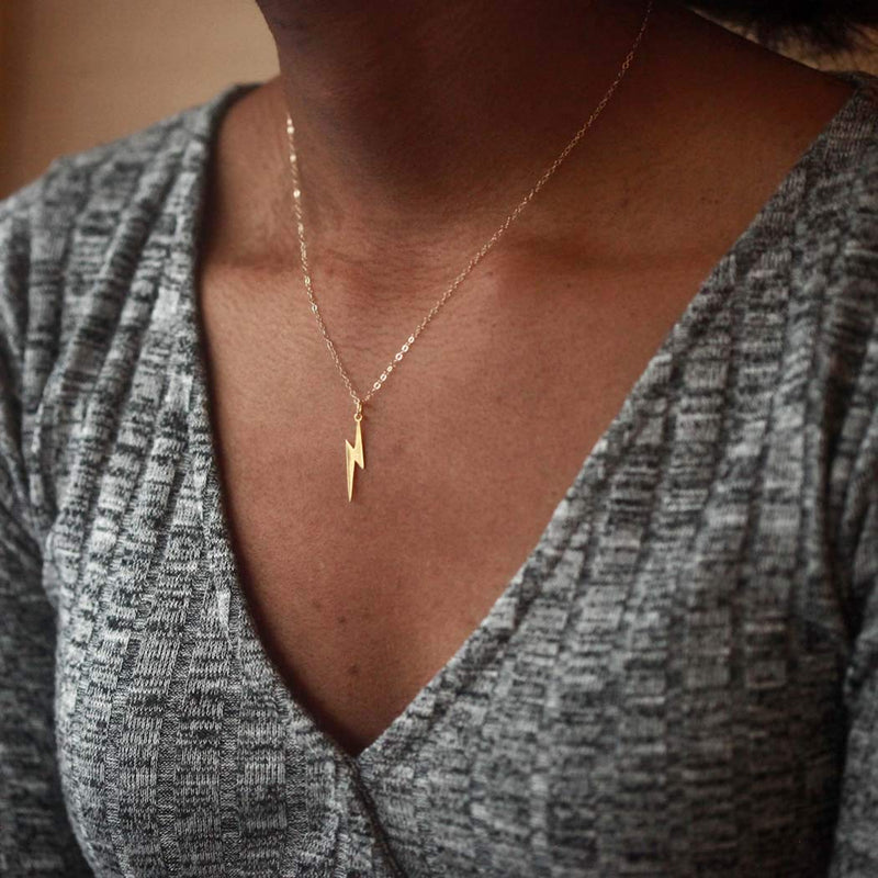 [Australia] - Adflyco Boho Lightning Necklace Gold Pendant Neckalces Jewelry Adjustable for Women and Girls 