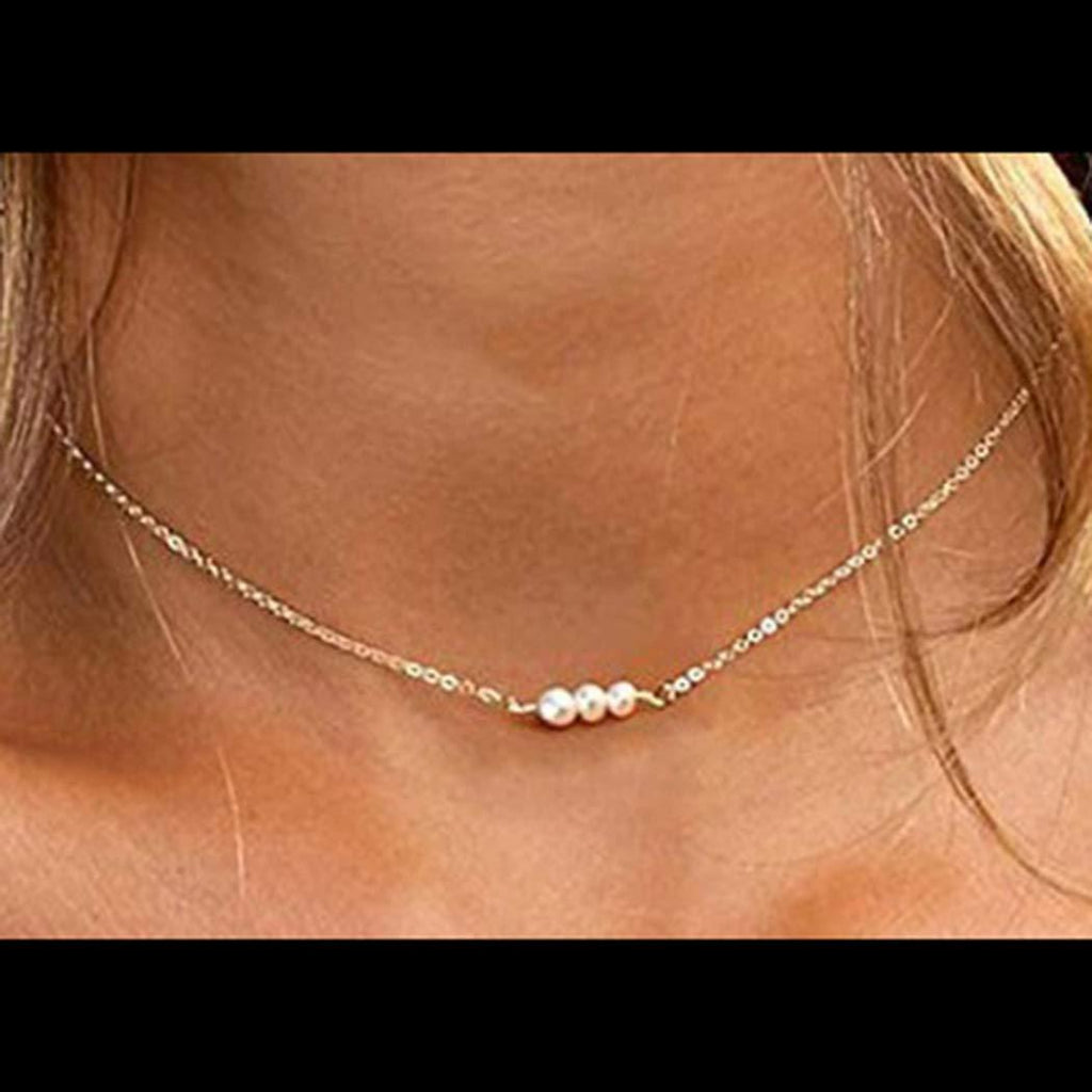 [Australia] - Jozape Simple Short Necklace Pearl Necklace Jewelry Chain for Women and Girls (Silver) Silver 