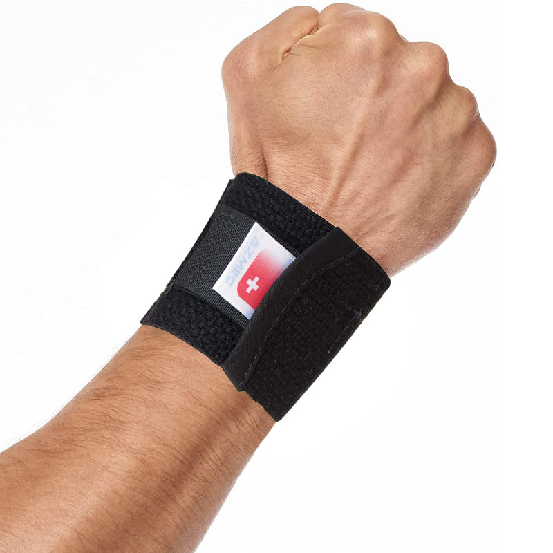 [Australia] - AZMEC Carpal Tunnel Wrist Brace, Support for Arthritis and Tendonitis Pain Relief - Wrist Compression Strap, Fits Left or Right Hand, Wrist Wraps Adjustable One Size, For Men and Woman. Good for day-to-day activities and sports. (BLACK) BLACK 