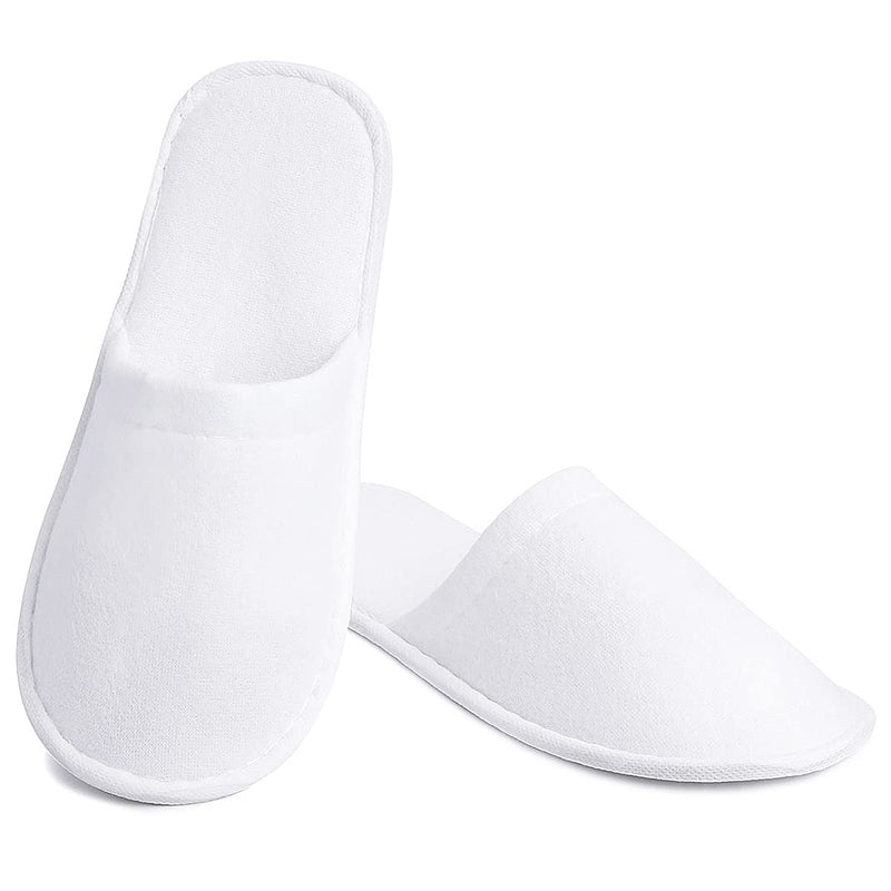 [Australia] - 6 Pairs White Disposable Slippers Summer, Polyester Closed Toe Spa Slippers for Women and Men, Breathable Non-Slip Slippers for Hotel, Guests, Travel 11"W x 4.1"L 1.white 
