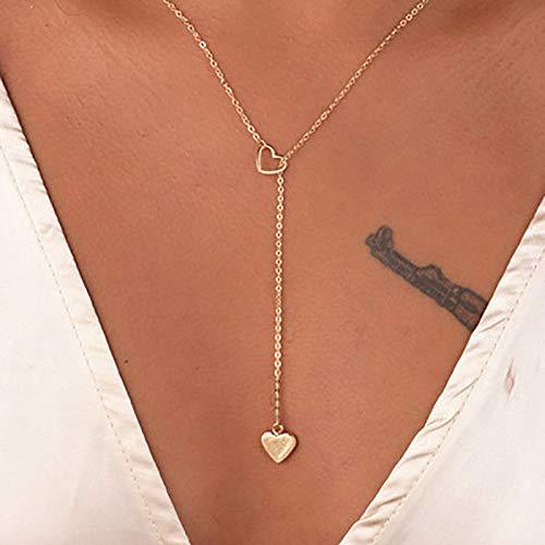 [Australia] - Adflyco Boho Heart Necklace Love Pendant Necklaces Chian Jewelry Adjustable for Women and Girls (Gold) Gold 
