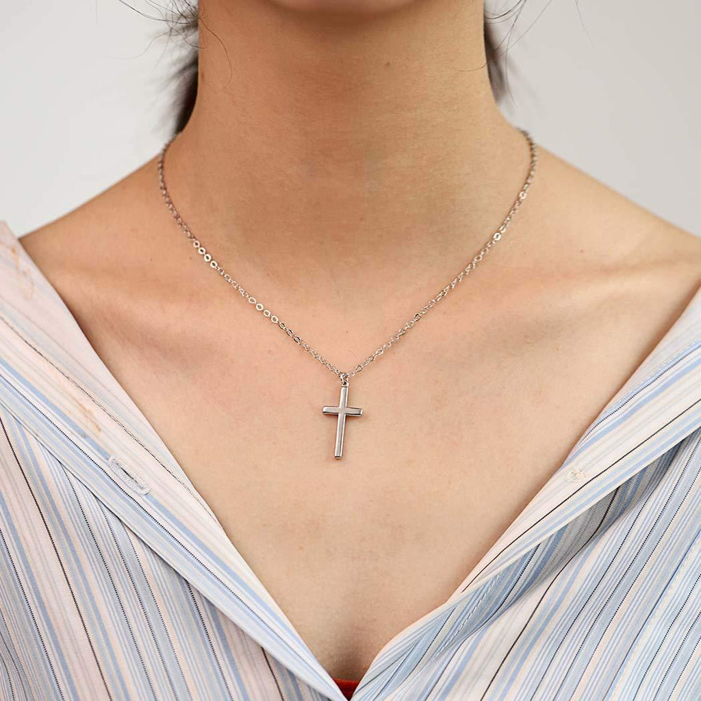 [Australia] - Adflyco Simple Cross Necklace Jesus Pendant Necklaces Chain Jewelry Adjustable for Women and Girls (Silver) Silver 