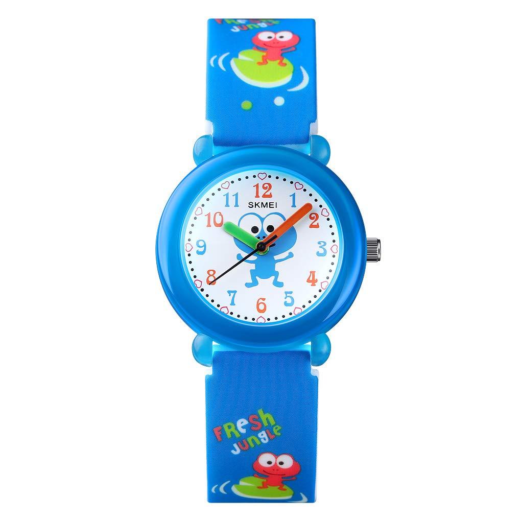 [Australia] - YxiYxi Kids Watches for Boys Girls Cute Cartoon 50M Waterproof Silicone Children Analog Toddler Wrist Watch with Time for 3-10 Year Boys Girls Little Child Blue 