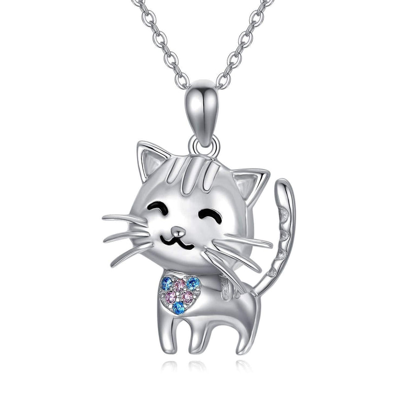 [Australia] - TRISHULA Cute Cat/Elephant Pendant Necklace Jewelry, Inlaid Zircon Necklace for Women, Teens, Girls, Cat Lovers Gift 