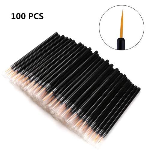 [Australia] - Zarivy 100 Pack Disposable Eyeliner Makeup Brushes With Covers On the Hair, Makeup Eye Liner Tools Wands Applicator(Size: 9cm, Thick: 0.2cm, Color: Black) 