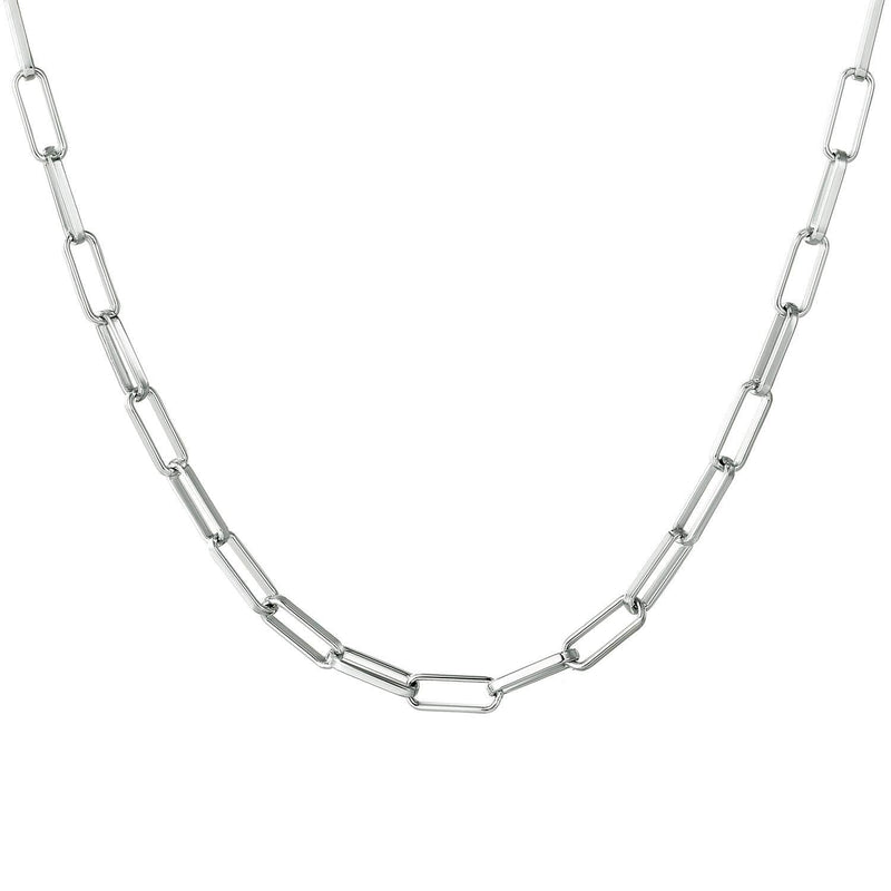 [Australia] - BOUTIQUELOVIN Women Chain Necklace, Silver Plated Paperclip Link Chain Necklace for Girls 24" necklace 