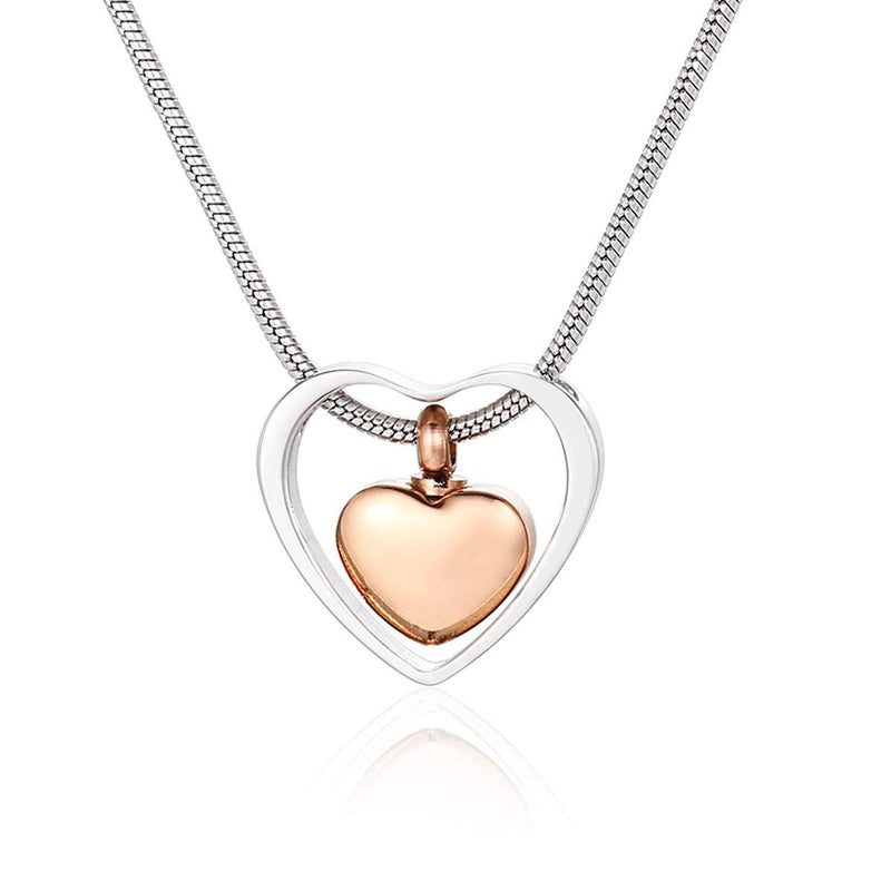 [Australia] - XUEERMEI Heart Cremation Urn Necklace for Ashes Memorial Keepsake Jewelry No Longer by My Side Forever in My Heart S5-Rose 
