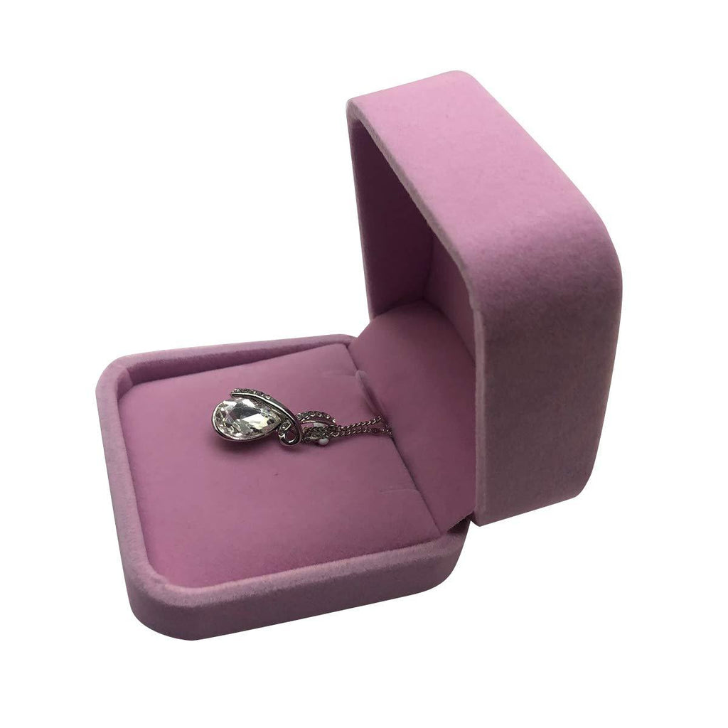 [Australia] - KINGWEDDING Velvet Flocked Earring Gift Boxes Pendant Jewelry Box,Durable Hinges Necklaces Boxes, Xmas Gifts (Pink) Pink 