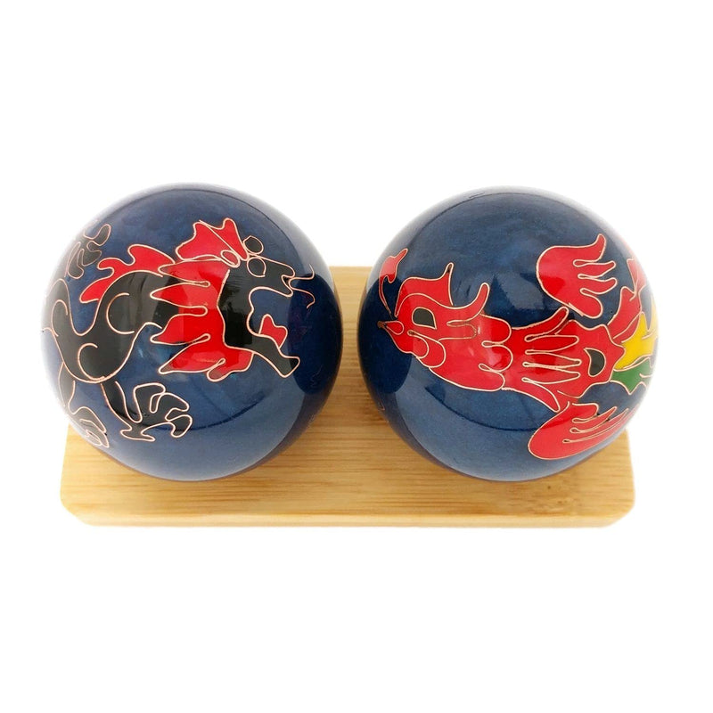 [Australia] - Top Chi Dragon and Phoenix Baoding Balls with Bamboo Stand (Large 2 Inch) Large 2 Inch 