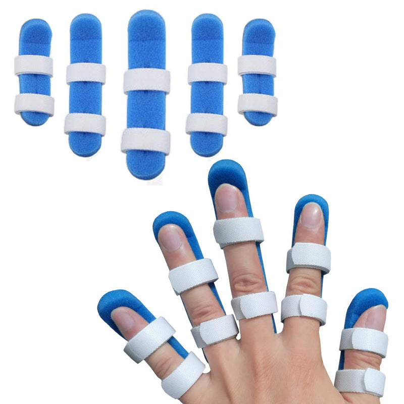 [Australia] - Footsihome Finger Splint Metal Pack of 5 Broken Finger Brace Support Mallet Finger Stabilizer for Adults and Children Finger Knuckle Joint Fixation - 3 Size Blue 5 Pack 
