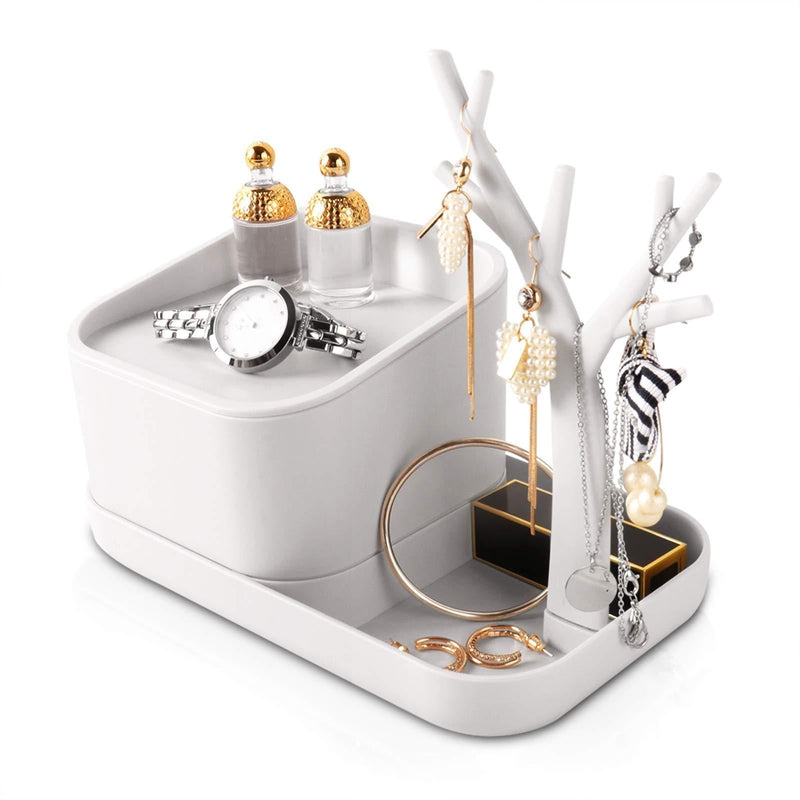 [Australia] - CONBOLA Jewelry Holder Organizer, Small Jewelry Watch Display Tray with Ring Display Stand Tree Storage Box, Countertop Organizer for Bracelet Necklace Earrings Lipstick, Perfect Vanity Gifts for Her 