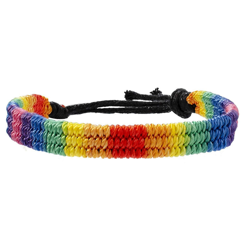 [Australia] - Nanafast Rainbow LGBT Pride Bracelet Handmade Braided Friendship String Bracelet for Gay & Lesbian Adjustable Size Black String (1 Pc) 