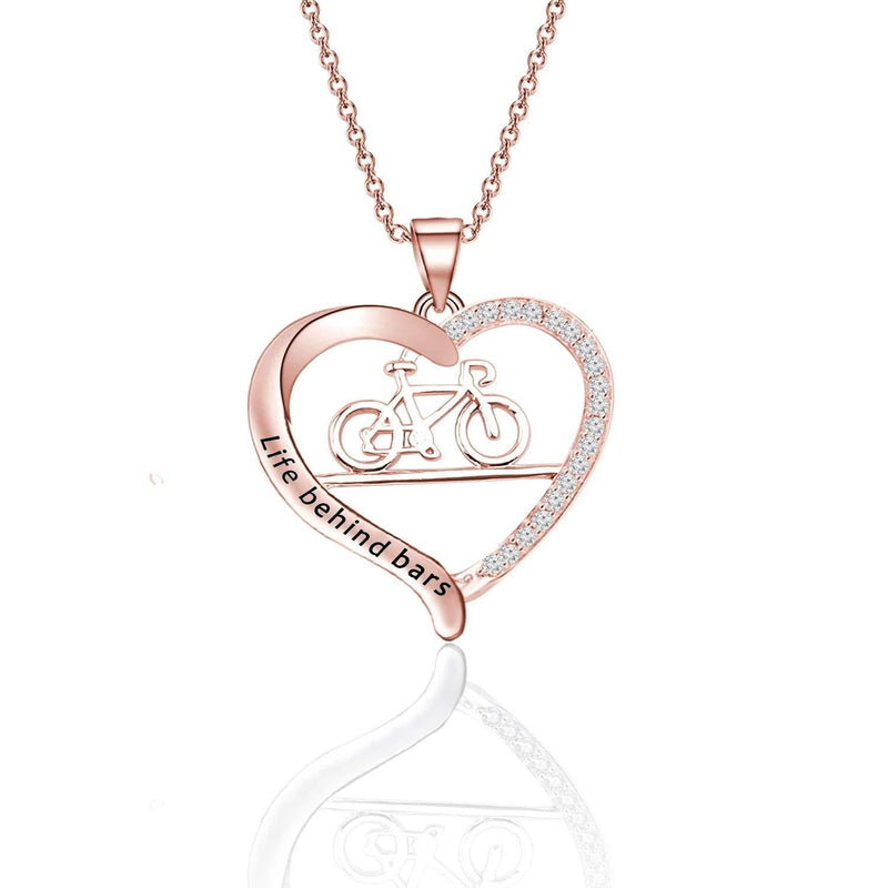 [Australia] - CHOORO Bicycle Necklace Bicycle Jewelry Life Behind Bars Necklace Dainty Bicycle Pendant Necklace Sport Gift for Bicycle Lover Fans Bicycle Necklace RG 