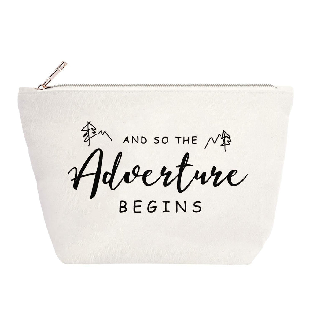 [Australia] - Caraknots Adventure Begins Bridal Shower Gifts for Bride Cosmetic Bag Best Friend Gifts Canvas Makeup Bag for Wedding Bachelorette Graduation Birthday Gifts Travel Cosmetic Pouch with Zipper Adventure Begins-cosmetic Bag 