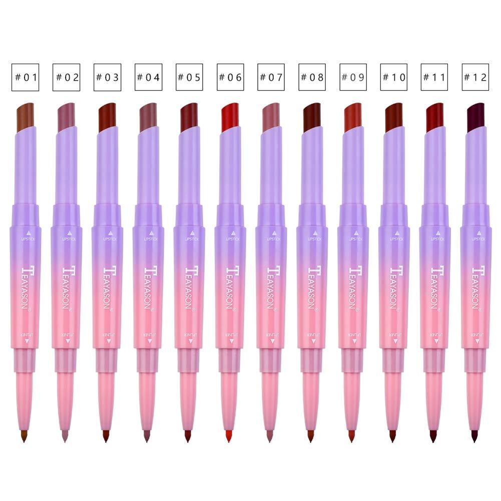 [Australia] - 12 Colors Matte Lipstick Set Double Head Lipstick Pen Matte Lip Liner Waterproof Long Lasting Makeup Kit 12 Colors/Set 