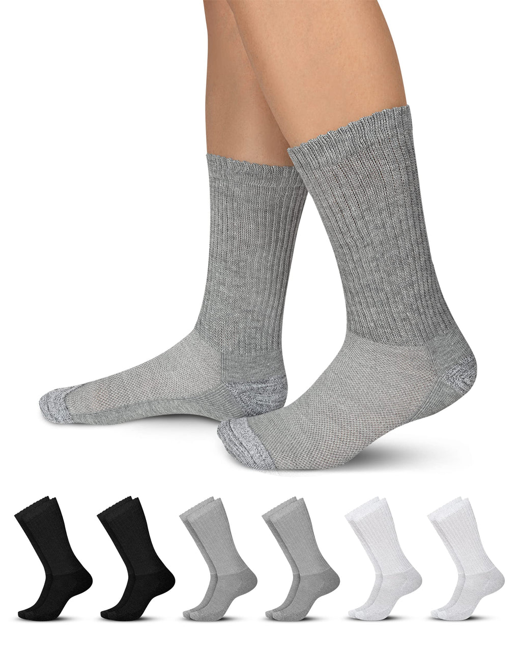 [Australia] - Pembrook Diabetic Socks for Men and Women - Non Binding Socks Women | Neuropathy Socks for Men and Neuropathy Socks for Women | Edema Socks for Diabetics Women | Diabetic Socks Women Medium 2 Black / 2 Grey / 2 White 