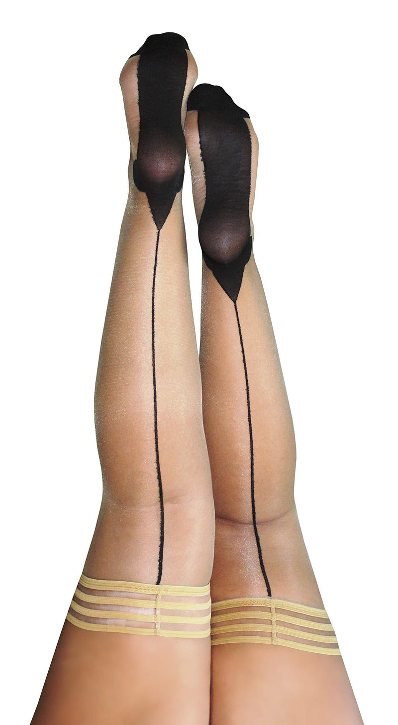 [Australia] - Kix'ies Bridal Hosiery Thigh High Stockings For Women with No-Slip Stay Up Grip | Bridal Lingerie - Bridal Wedding Collection Nude Ruby Cuban Heel C 