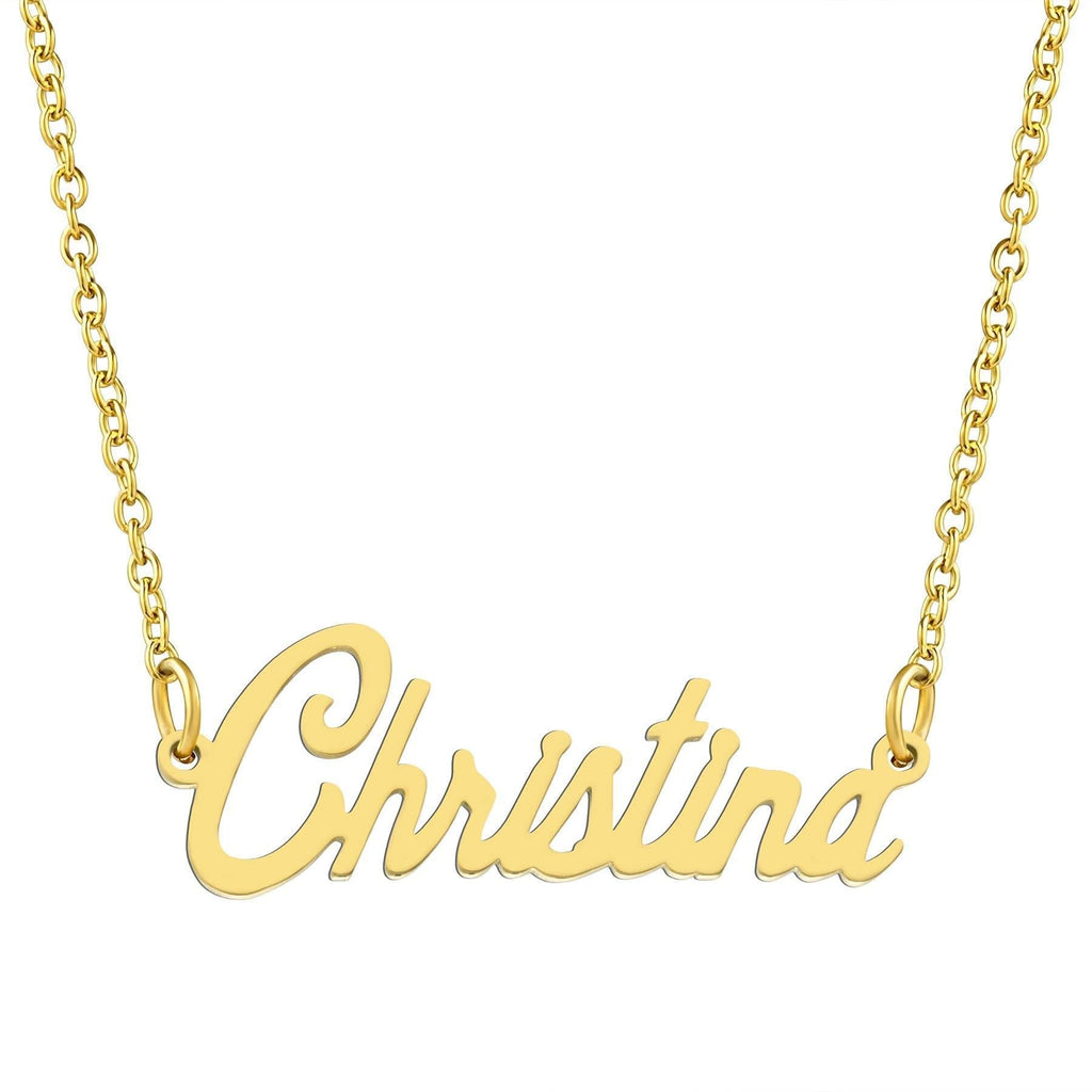 [Australia] - KISPER 18K Gold Plated Stainless Steel Personalized Name Pendant Necklace Christina 