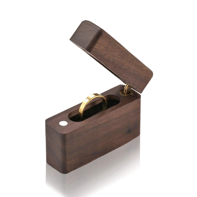 [Australia] - Yoption Ring Box, Handcrafted Walnut Wood Jewelry Box for Wedding Ceremony Ring Storage 