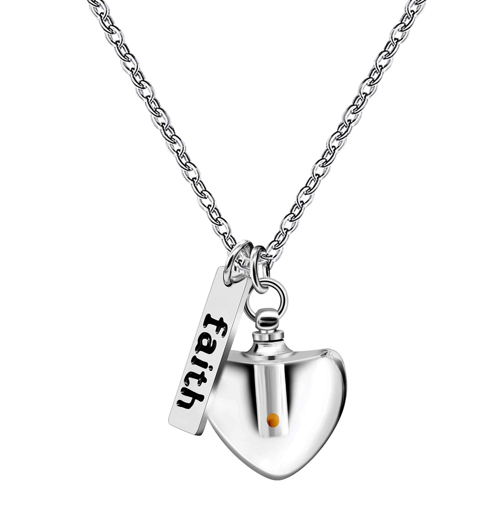 [Australia] - Dainty Christian Religious Mustard Seed Faith Pendant Necklace, Stainless Steel, Heart Shape Openable Bottle Case Y756-6 White 