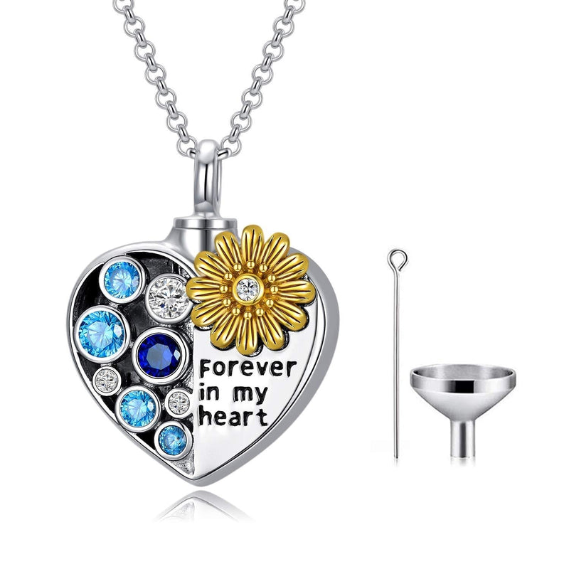 [Australia] - AOBOCO Sterling Silver Urn Necklace for Ashes with Crystal,Memorial Cremation Jewelry Gift C-Daisy Flower 