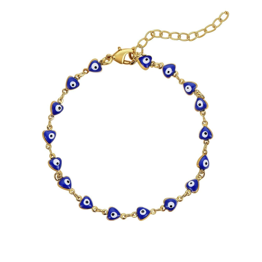 [Australia] - choice of all Evil Eye Ankle Bracelet for Women,Navy Blue Evil Eye Bearfoot Chain Gold Anklets for Girls B:heart evil eye 