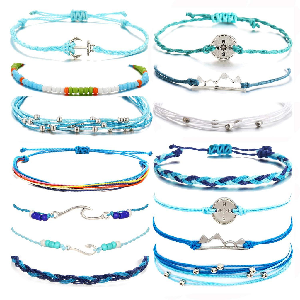 [Australia] - choice of all Vsco Anklet Bracelets for Women Waterproof Beach Anklet Bracelet for Teen Girls 14pcs 