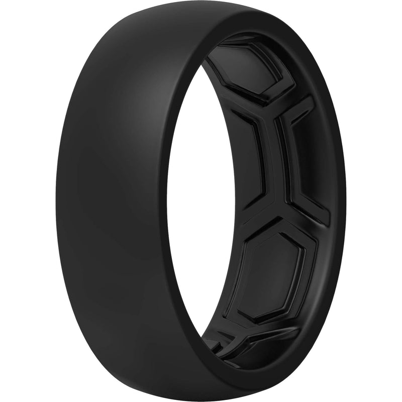 [Australia] - ThunderFit Silicone Rings for Men - 7 Rings / 4 Rings / 1 Ring - Breathable Patterned Design Wedding Bands 8.7mm Wide - 2.5mm Thickness 1 Ring - Black 5.5 - 6 (16.5mm) 