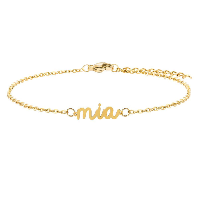 [Australia] - Joycuff Custom Name Anklet 18K Gold Chain Personalized Anklets for Women Teen Girls Bridesmaid Daughter Mom Best Friend Beach Jewelry Mia 