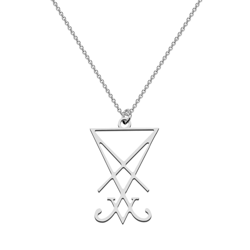 [Australia] - CENWA Sigil of Lucifer Pendant Satanic Symbol Stainless Steel Jewelry Seal of Satan Necklace Alchemy Symbolic Gift Sigil of Lucifer N 