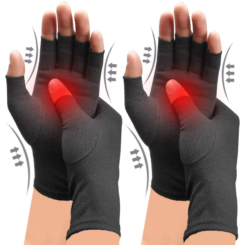 [Australia] - 2 Pairs Arthritis Compression Gloves, Relieve Arthritis, Rheumatoid, Osteoarthritis, Carpal Tunnel Pain, Compression Gloves for Arthritis for Women & Men, Gloves for Work, Warm Moisture Absorption Small (2 Pair) Black 